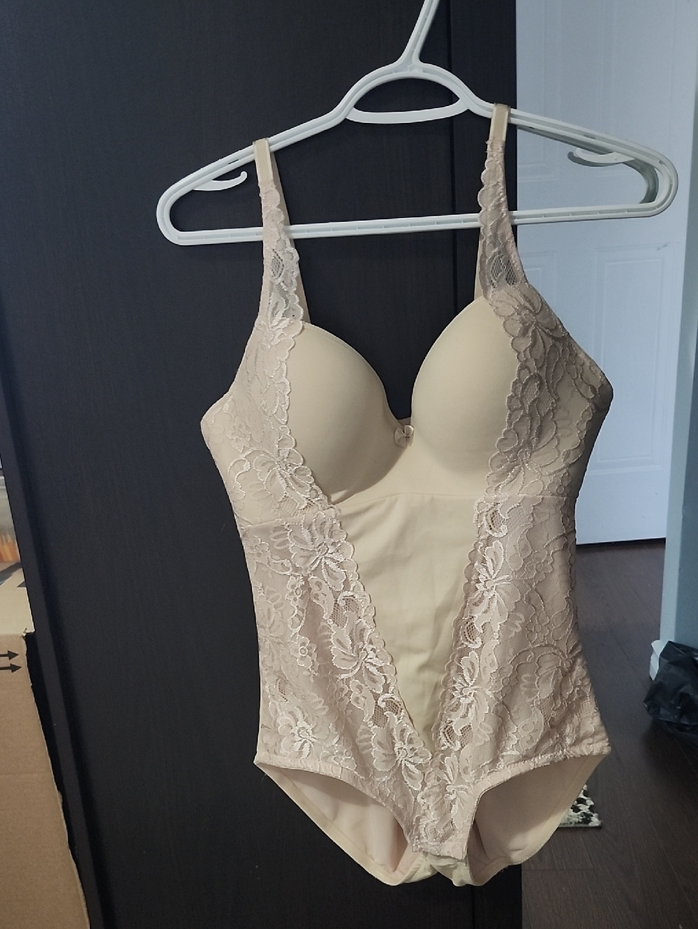 Lace Trim Nude Shapewear Bodysuit Size XL